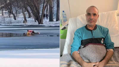 Vipan Kumar in the hospital after rescuing the girl Meet Vipan Kumar: Indian-origin worker who saved 5-year-old girl from frozen lake in Romania, awarded honorary citizenship