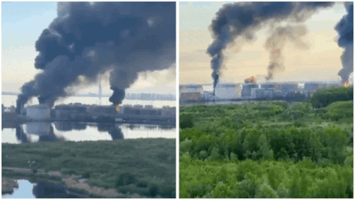 Ukraine drones strike St Petersburg oil terminal, naval base as Russia reports bus attack killing 8 civilians